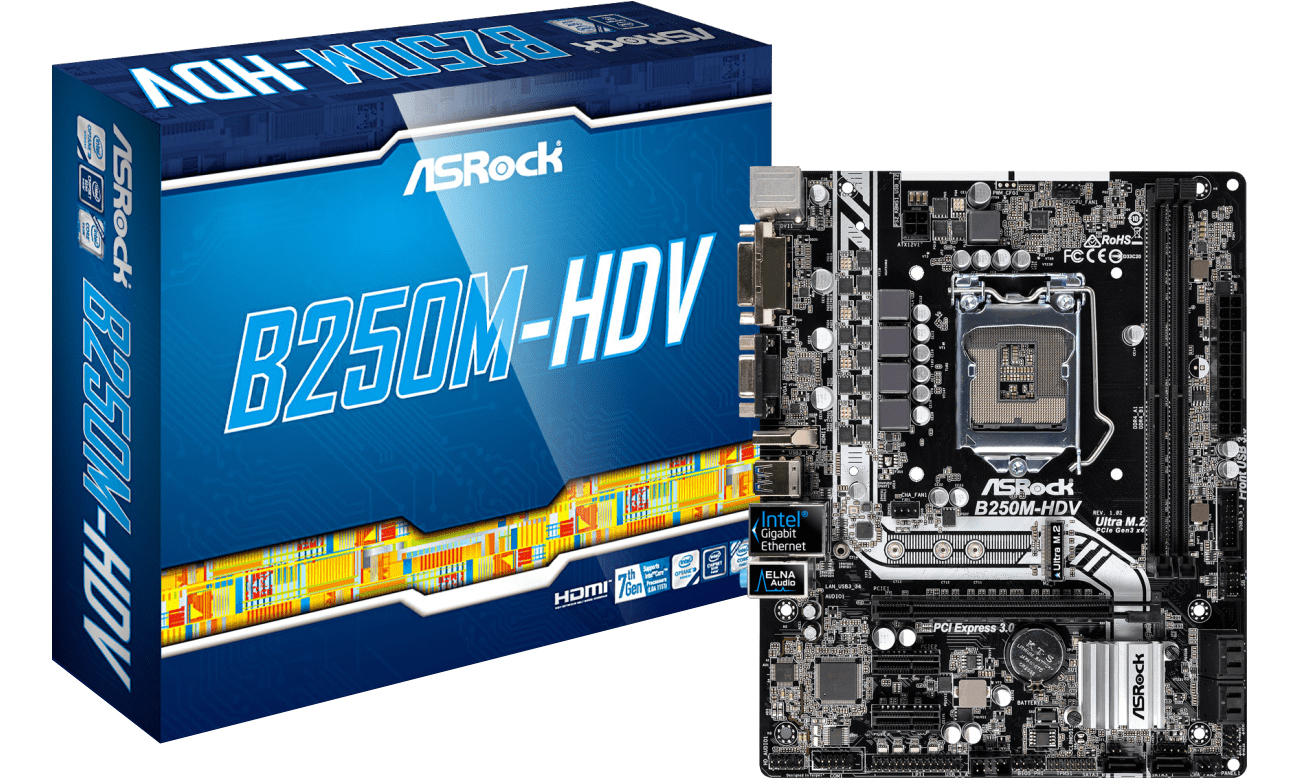 Płyta główna Socket 1151 ASRock B250M-HDV (PCI-E DDR4 USB3/M.2)