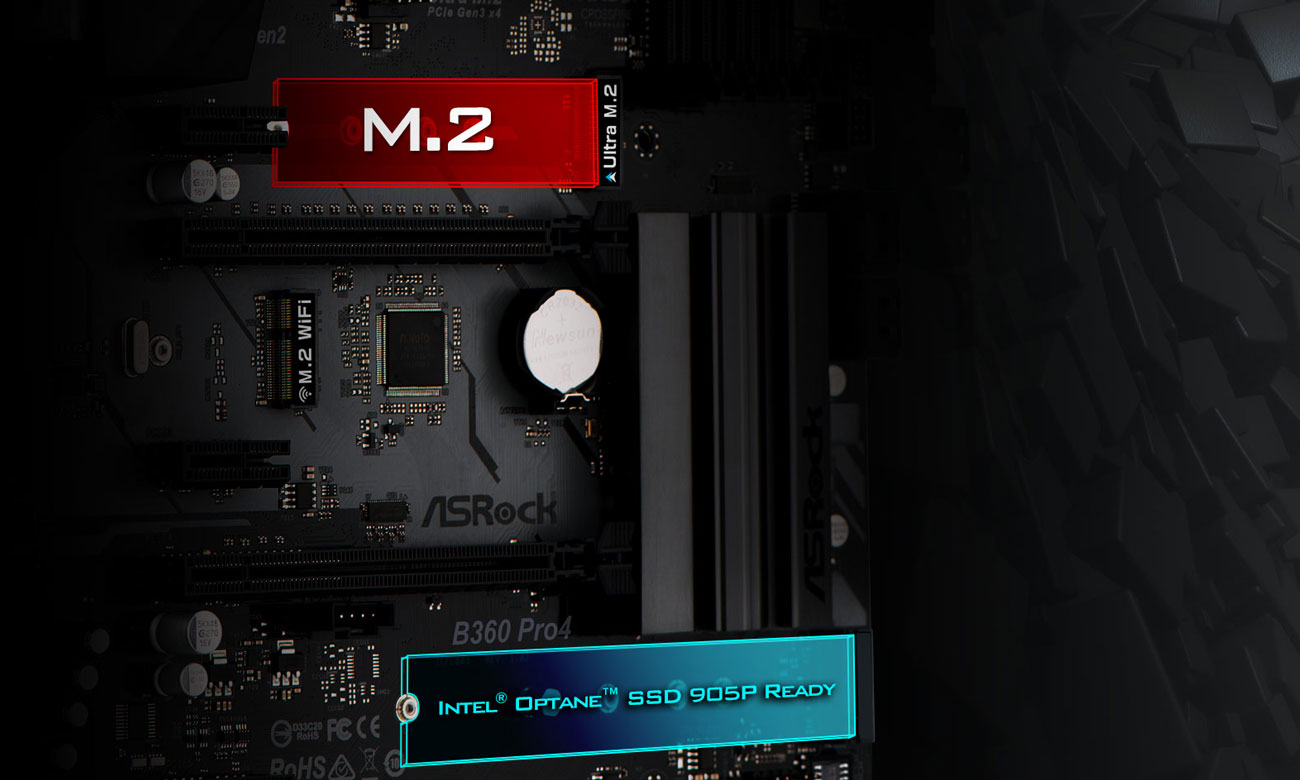 ASRock B360 Pro4 Dwa złącza M.2