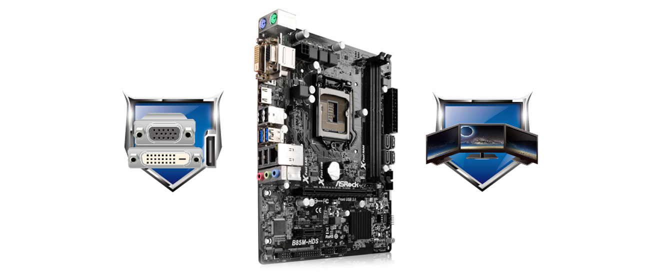 ASRock B85M-HDS R2.0 trzy wyjścia graficzne