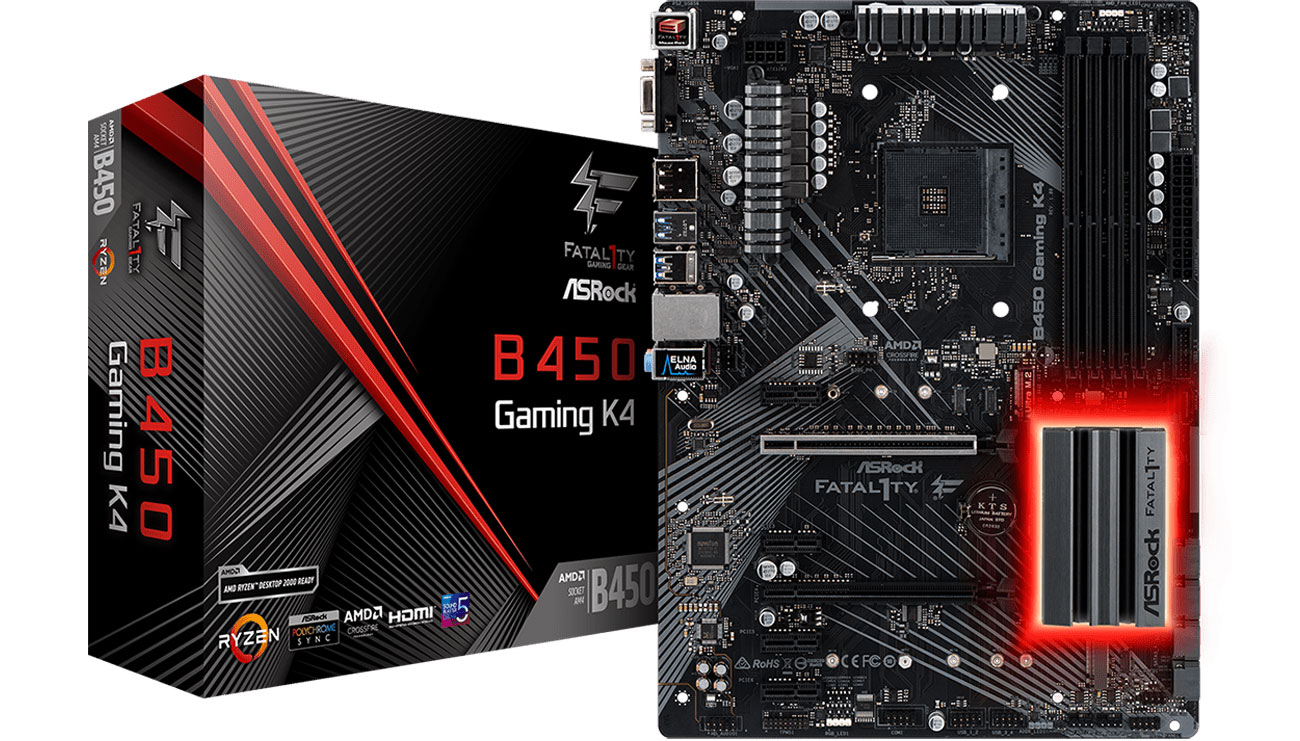 Das Mainboard mit der Technologie AMD StoreMI ASRock Fatal1ty B450 Gaming K4
