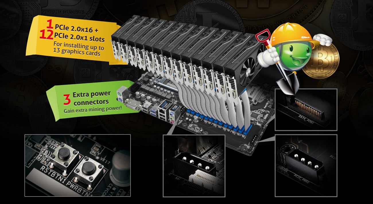 ASRock H110 PRO BTC+ Kopalnia Bitcoin