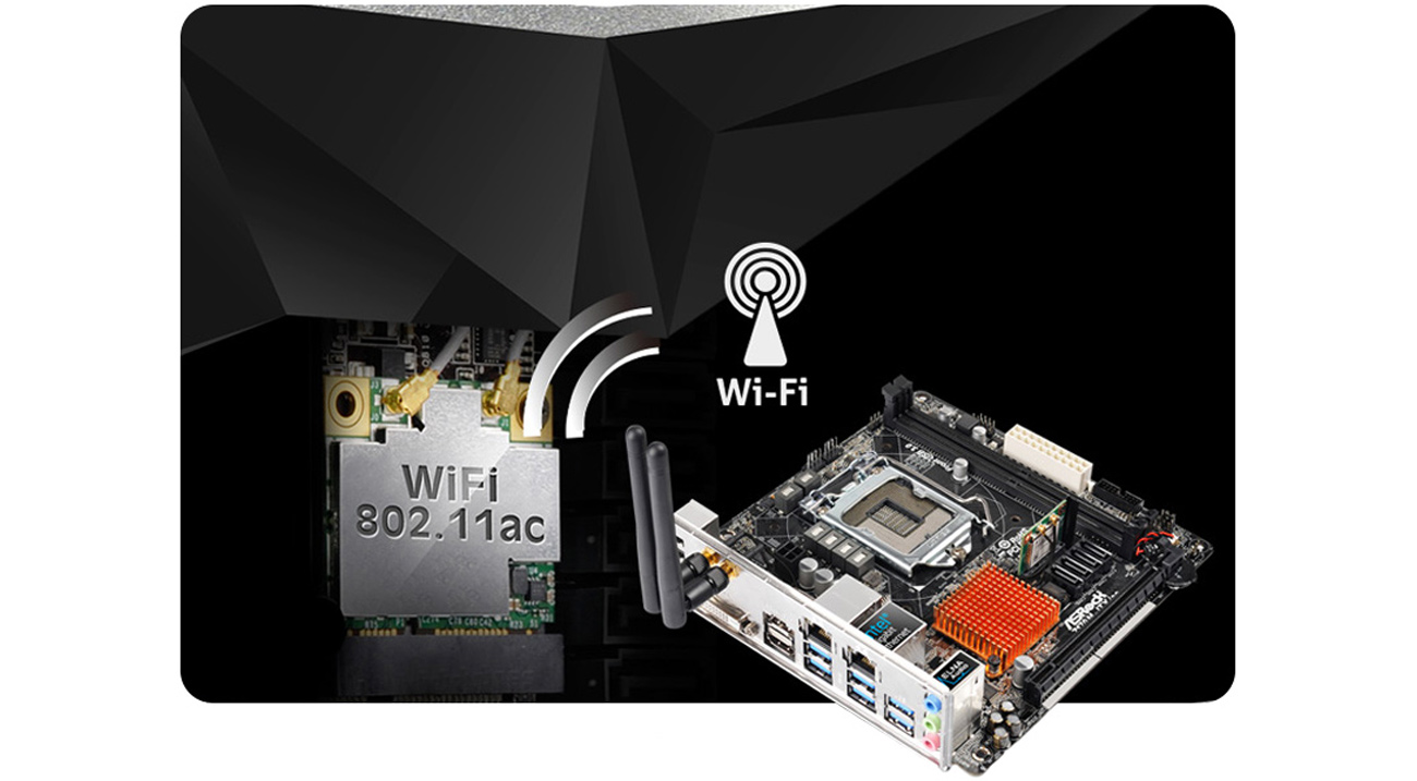 802.11ac WiFi Dual-Band (2.4/5 GHz) ASRock H170M-ITX