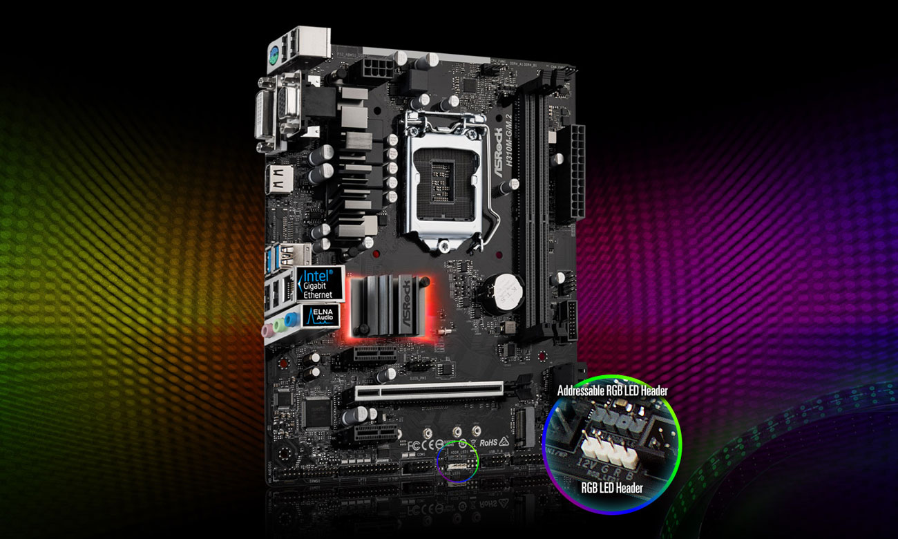 ASRock H310M-G/M.2 Podświetlenie Polychrome RGB