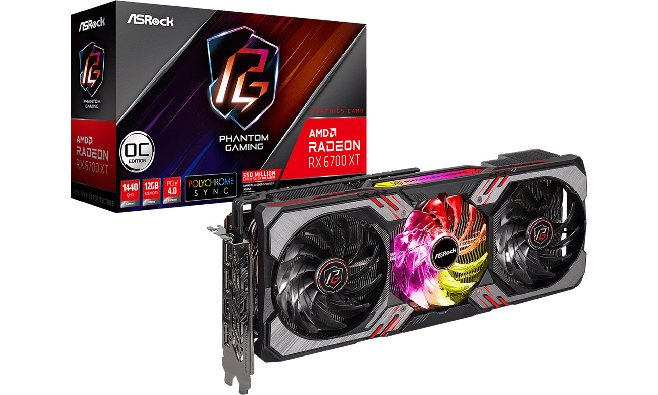 Karta graficzna AMD ASRock Radeon RX 6700 XT Phantom Gaming D OC 12GB GDDR6 RX6700XT PGD 12GO