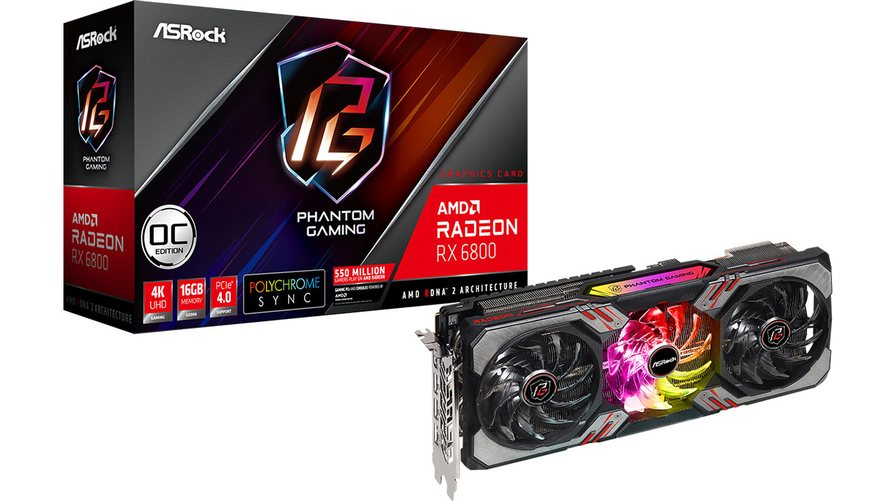 Karta graficzna AMD ASRock Radeon RX 6800 Phantom Gaming D OC 16GB GDDR6 RX6800 PGD 16GO