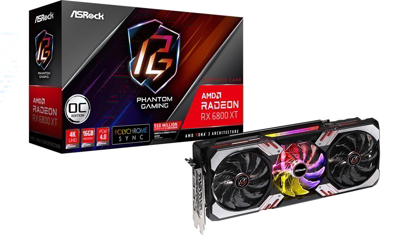Karta graficzna AMD ASRock Radeon RX 6800 XT Phantom Gaming D OC 16GB GDDR6 RX6800XT PGD 16GO