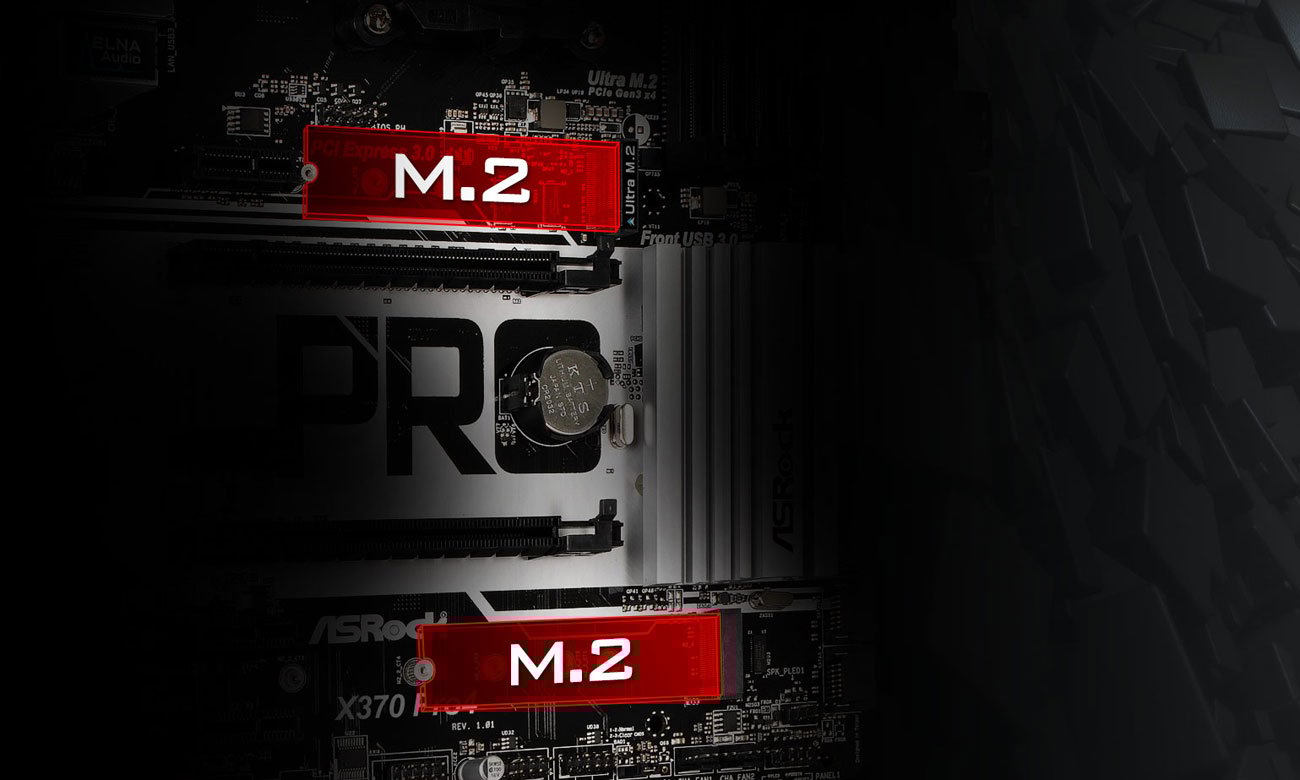 ASRock X370 Pro4 Podwójne Ultra M.2 dla SSD