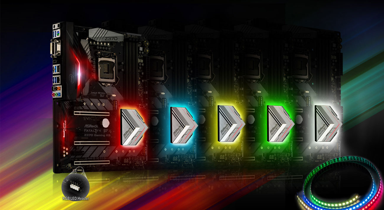 ASRock Z370 Gaming K6 Podświetlenie RGB LED