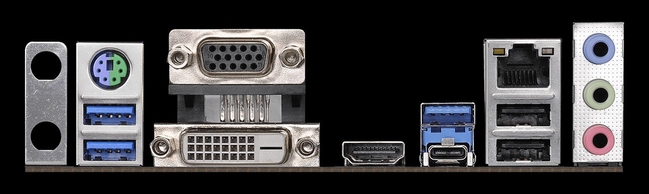 ASRock Z390 PRO4 Złącza zewnętrzne, audio