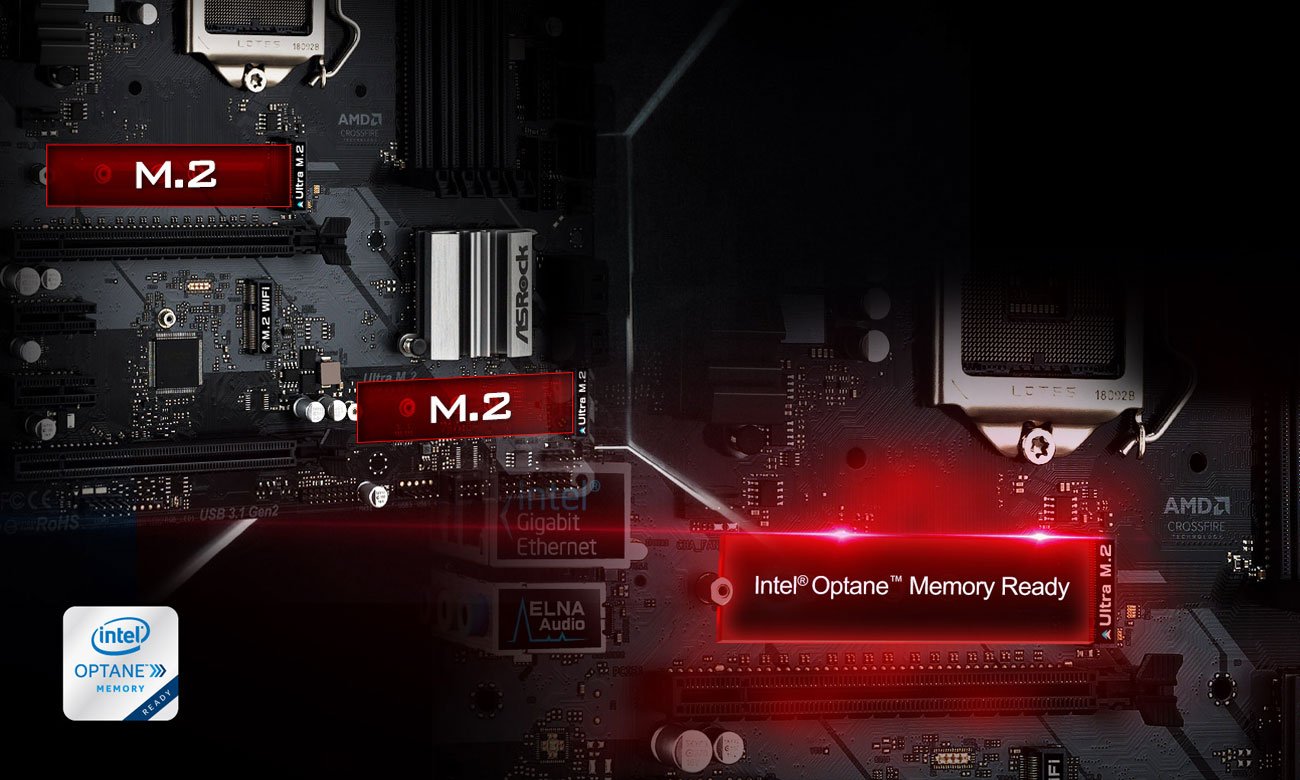 ASRock Z390M PRO4 Złącza M.2 Intel Optane