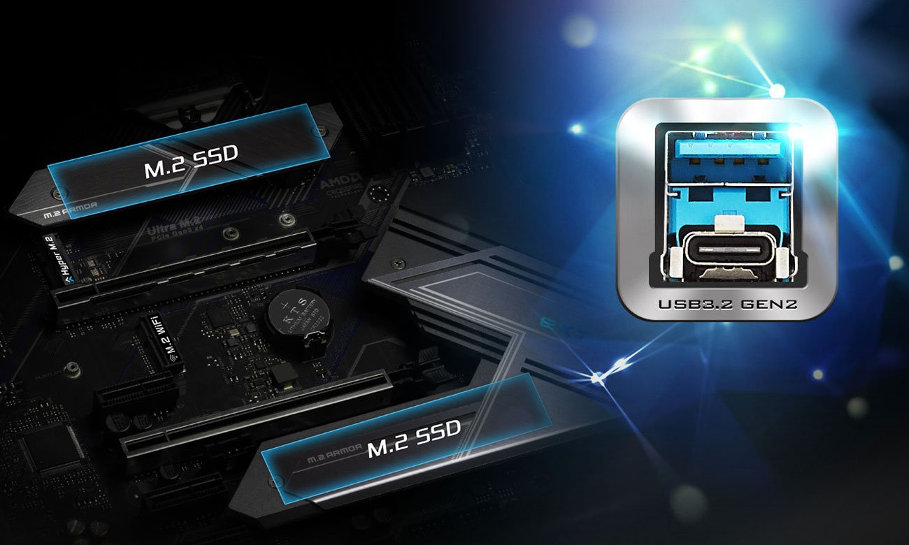 ASRock Z490 Extreme4 - Złącza M.2, USB