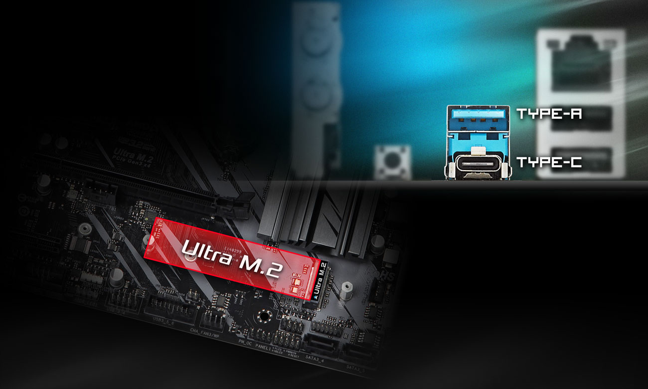 ASRock Z490 Phantom Gaming 4/ac - Złącza M.2, USB