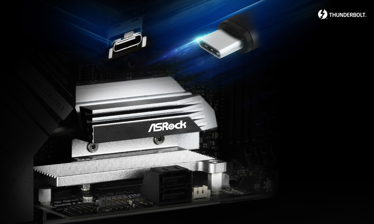 ASRock Z490 Phantom Gaming-ITX/TB3 - Złącza M.2, USB