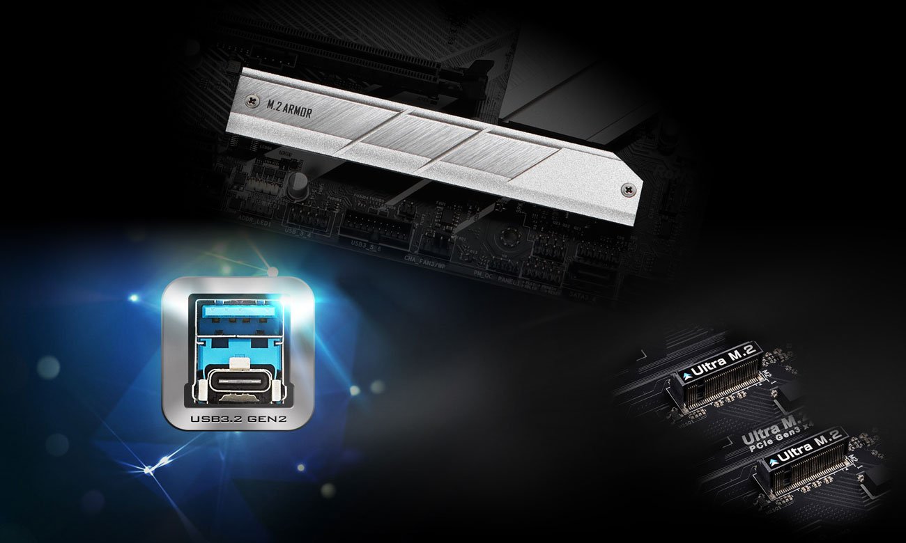 ASRock Z490 Pro4 - Złącza M.2,USB