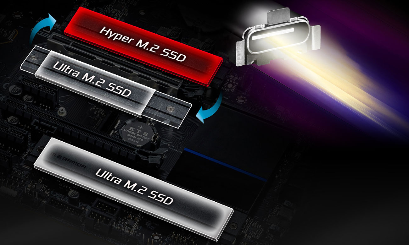 ASRock Z590 Extreme - Złącza M.2, USB