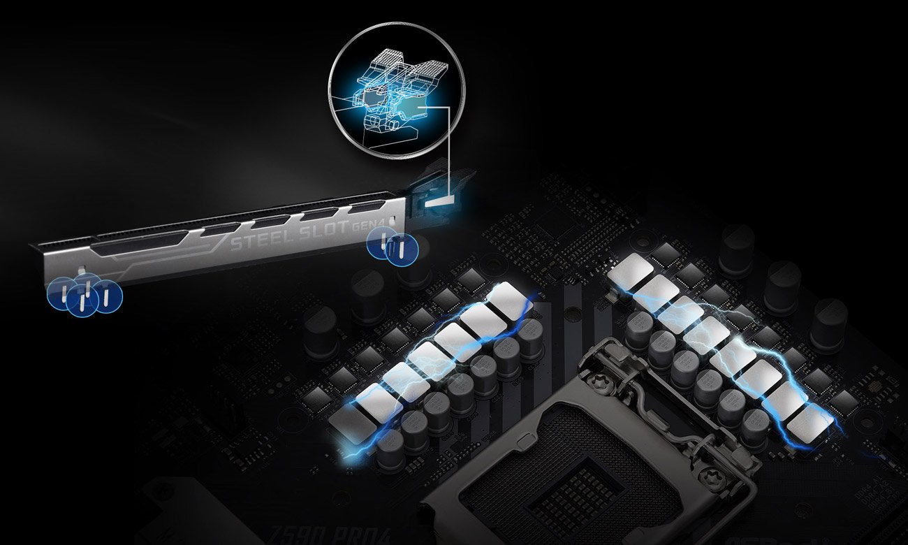 ASRock Z590 Pro4 - Sekcja zasilania, slot PCIe
