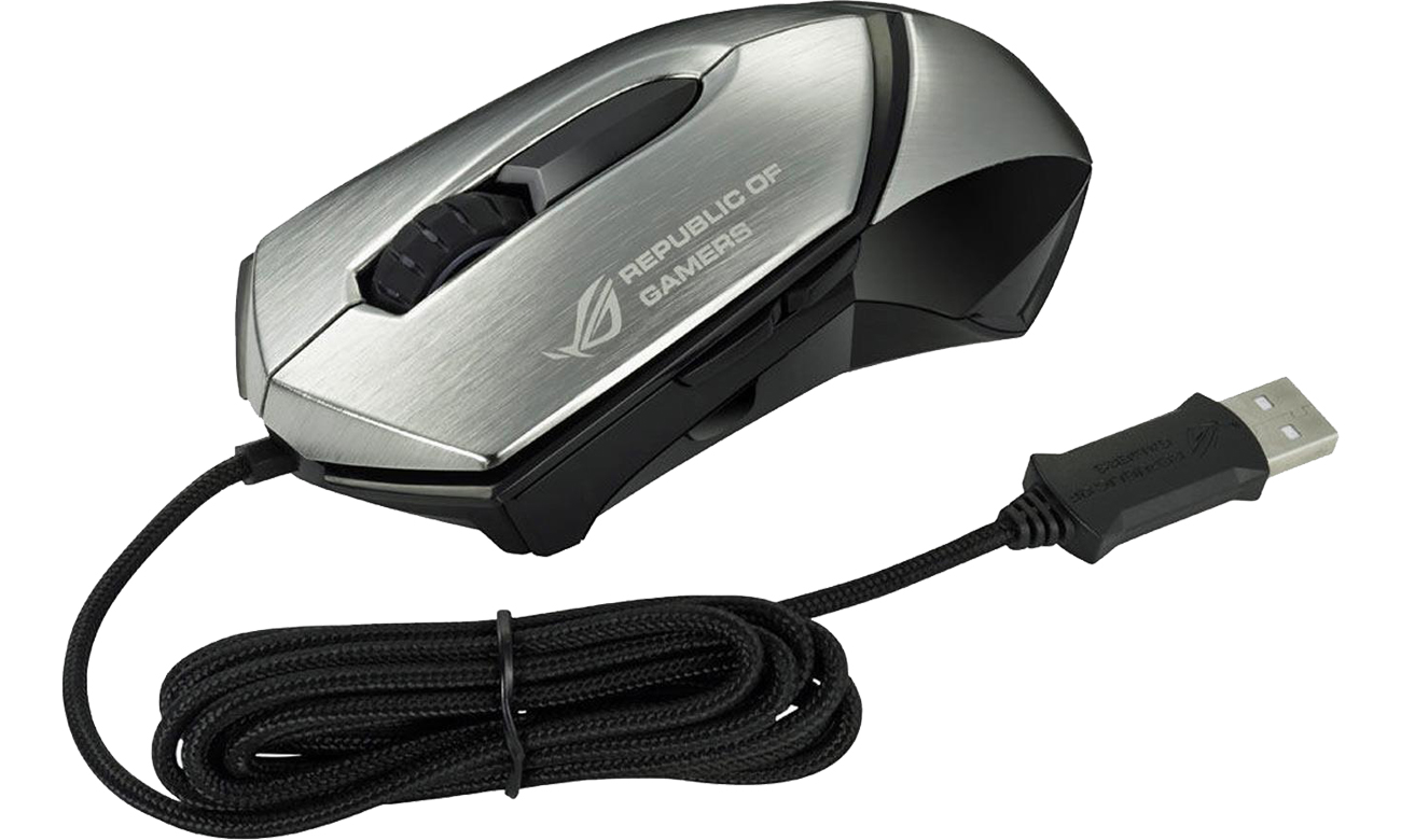 Mysz ASUS GX1000 Eagle Eye Widok z boku kabel USB