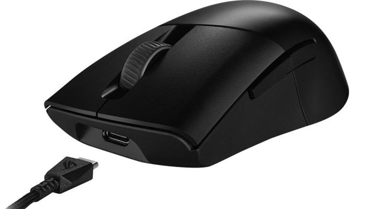 Вигляд спереду ASUS ROG Keris Wireless AimPoint, кабель USB-C