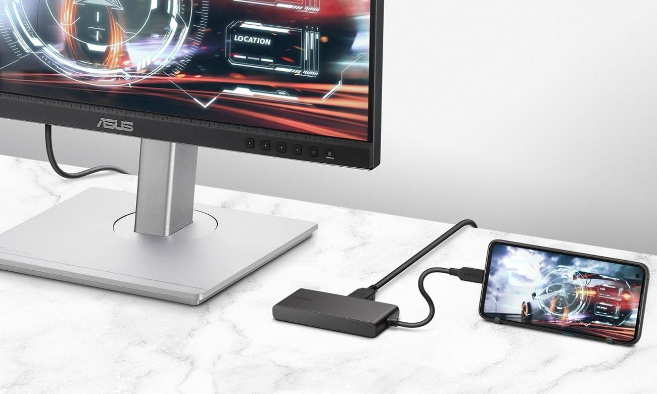 ASUS Dual 4K USB-C Dock podłączone dwa wyświetlacze
