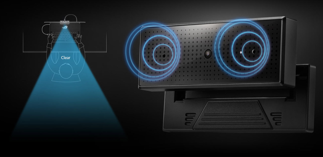 Kamera internetowa ASUS ROG Eye S - Mikrofony z funkcją redukcji szumów