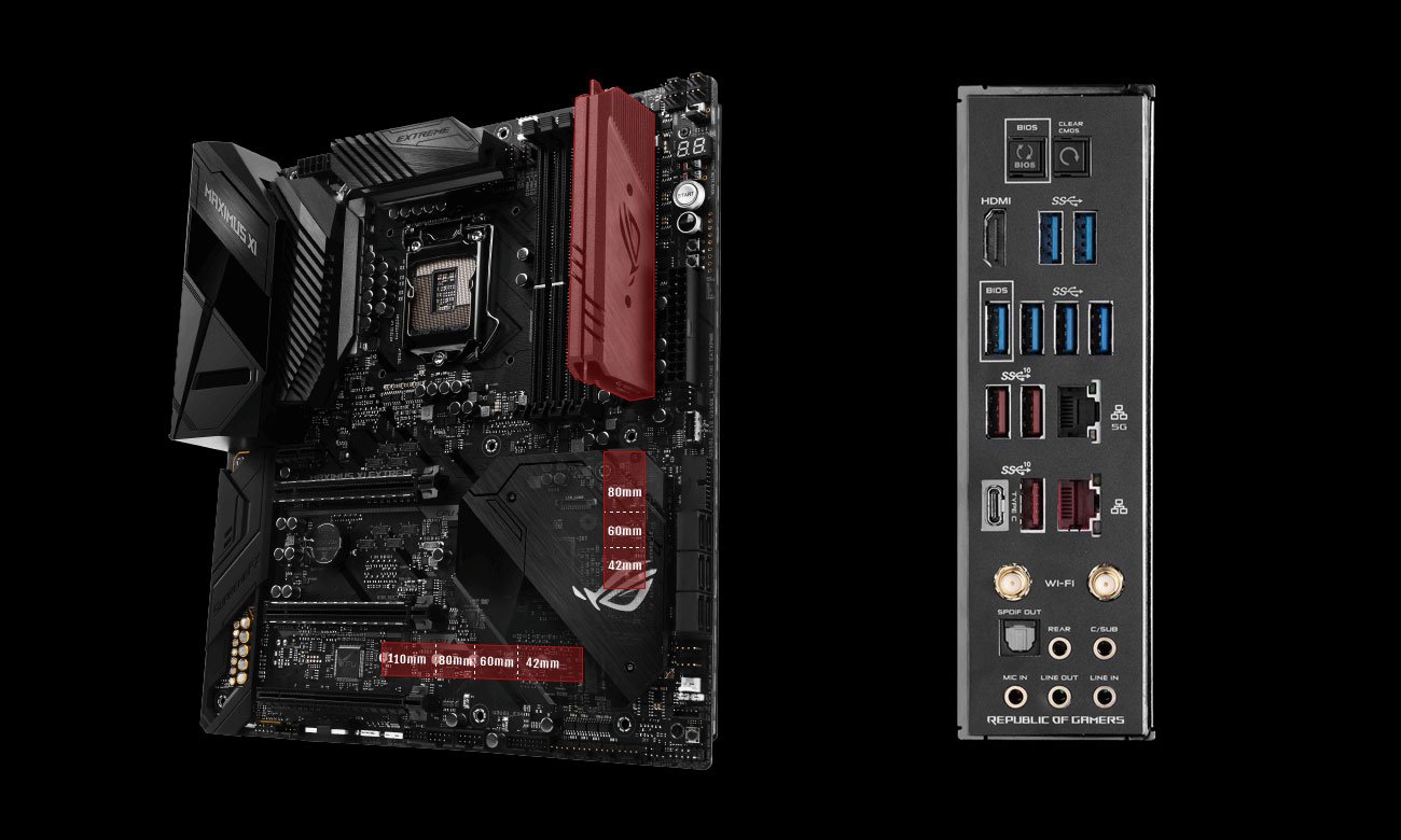 ASUS ROG MAXIMUS XI EXTREME Złącza M.2, porty USB