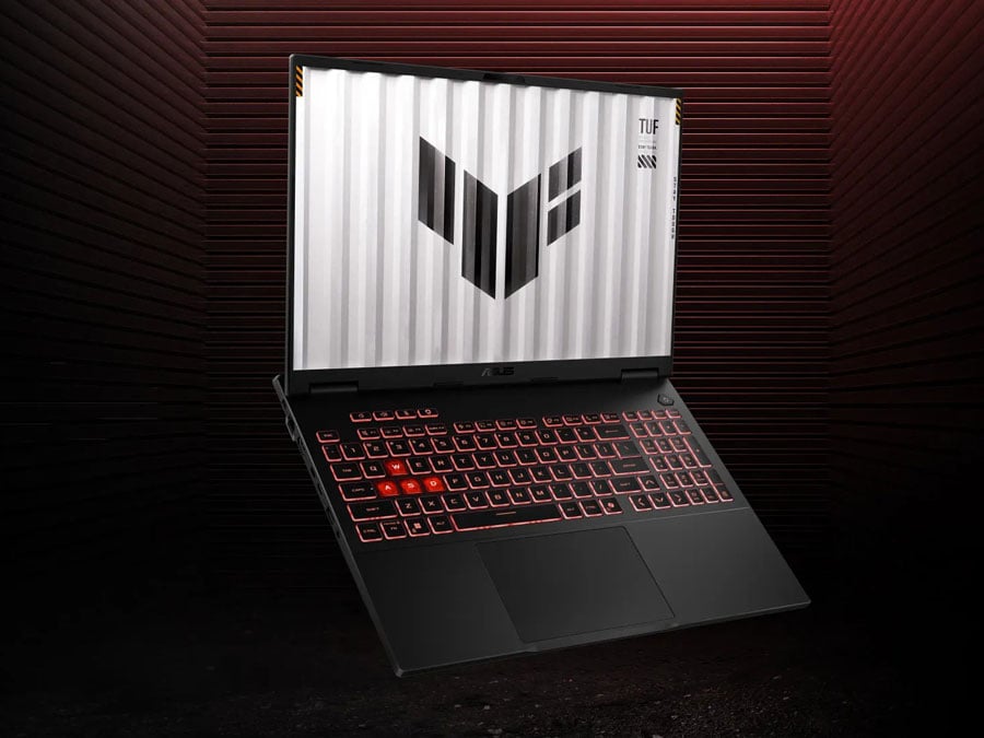 ASUS TUF Gaming A16 z otwartą pokrywą matrycy