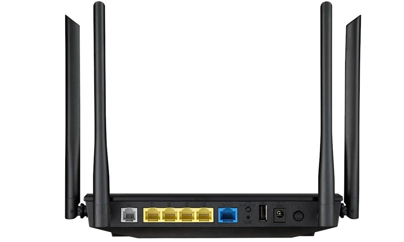 ASUS DSL-AC55U - Widok z tyłu, złącza
