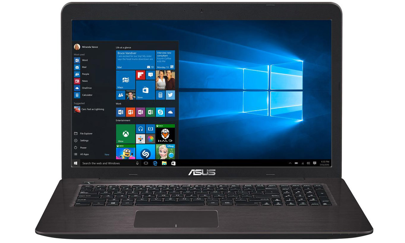 ASUS F756UX Ergonomiczna klawiatura