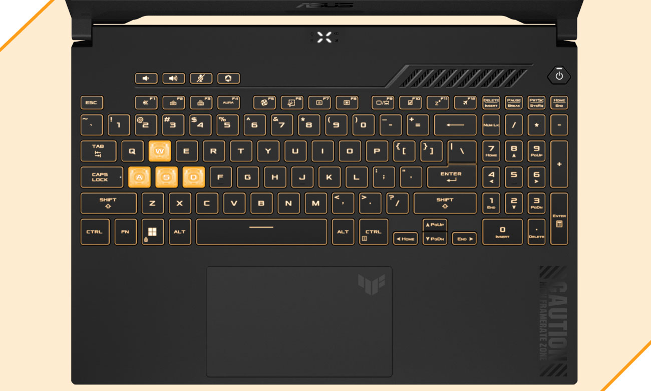 ASUS TUF Gaming F15 podświetlana klawiatura