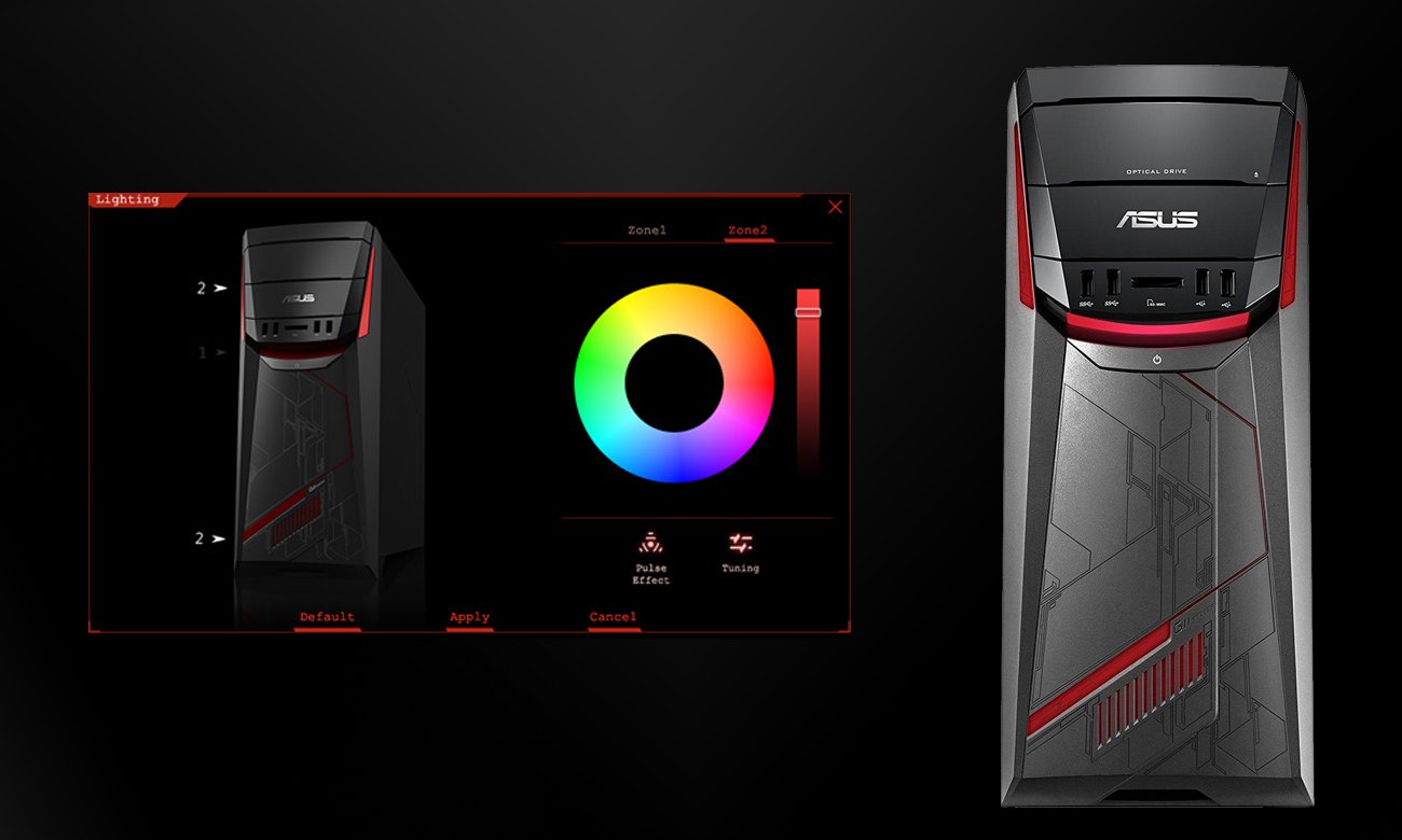 ASUS G11CD efekty led 8 milionów kolorów oświetlenie tryb Pulse