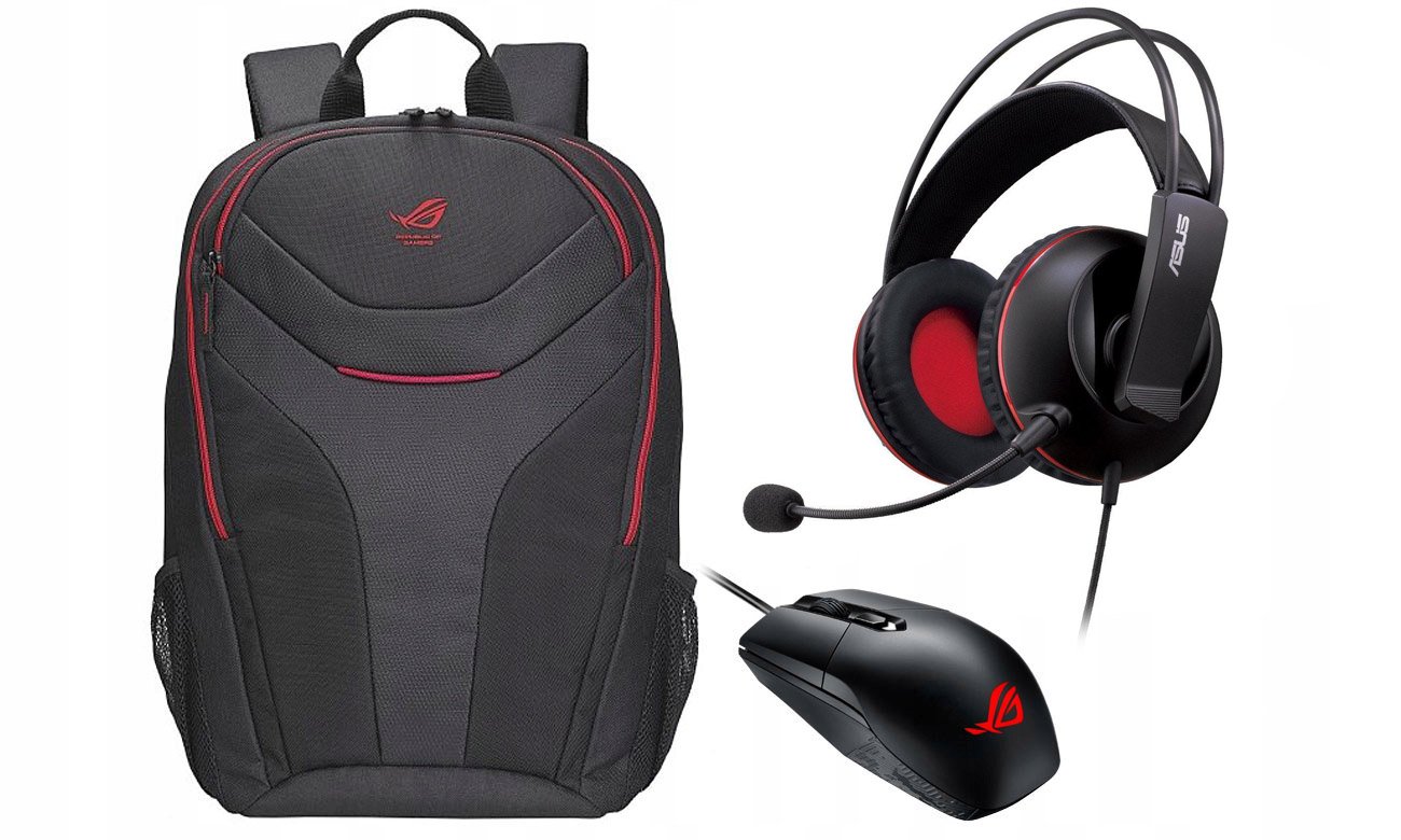 ASUS ROG Strix SCAR GL703GS + plecak ROG, słuchawki Cerberus V1, mysz ROG Strix Impact