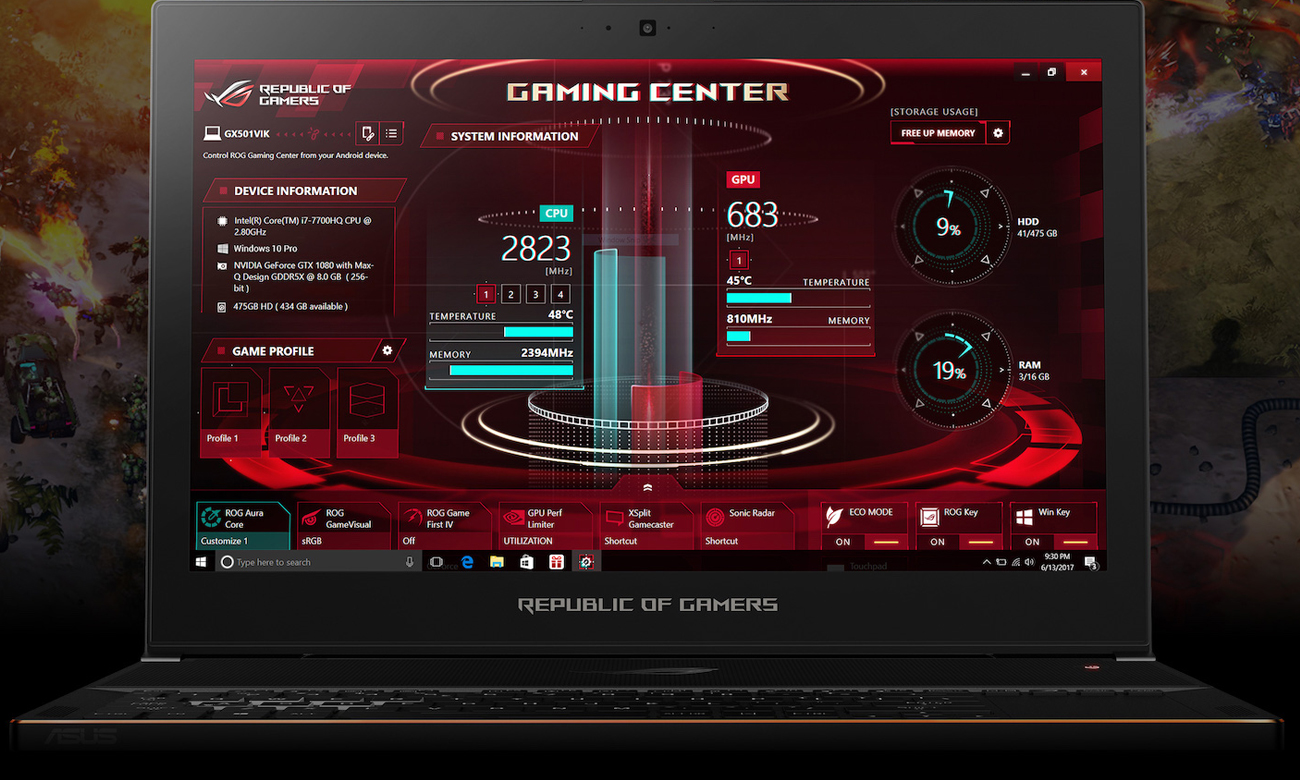 ASUS ROG Zephyrus GX501GI ROG Gaming Center