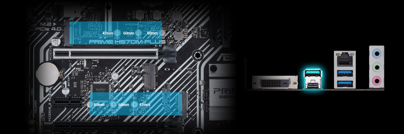 ASUS H570M-PLUS - Złącza M.2, USB