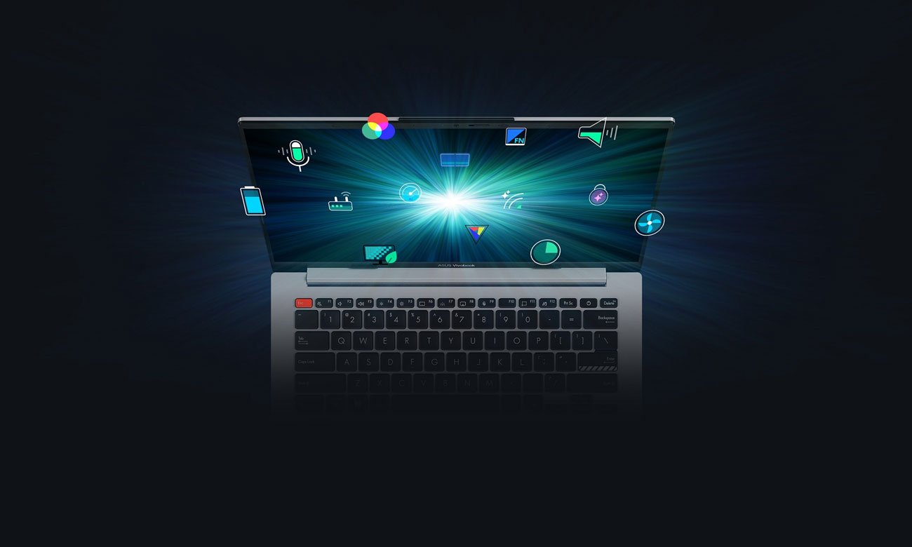 ASUS Vivobook S14 klawiatura i ekran
