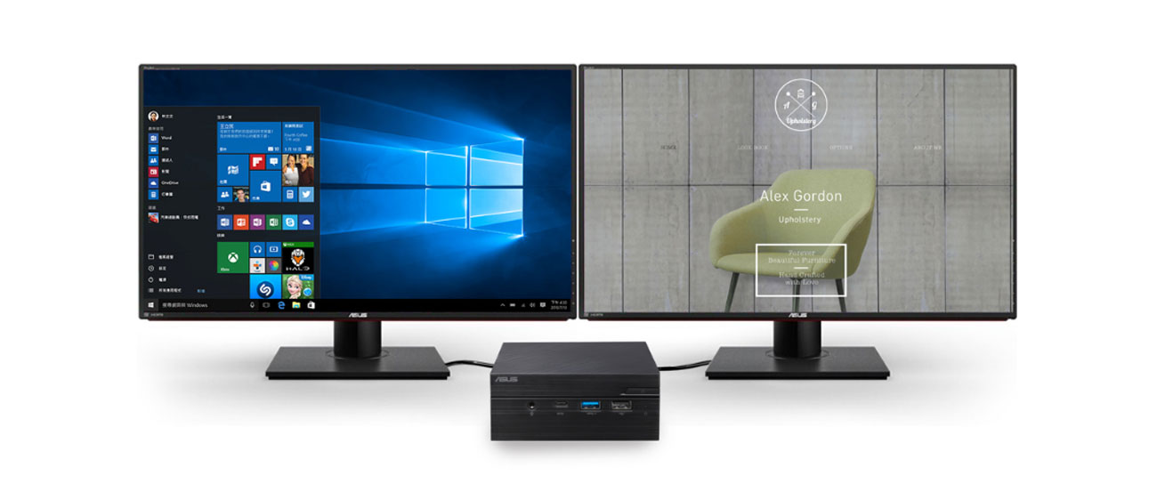 obsługuje dwa ekrany o maksymalnej rozdzielczości Full HD