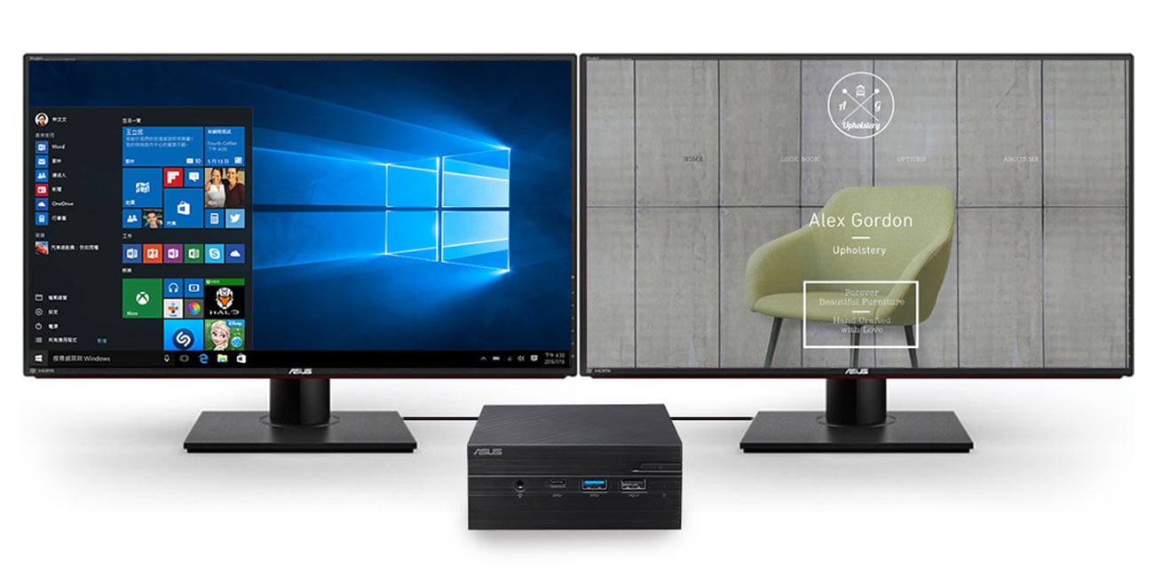 ASUS Mini PC PN40 Obsługa dwóch monitorów i rozdzielczości 4K
