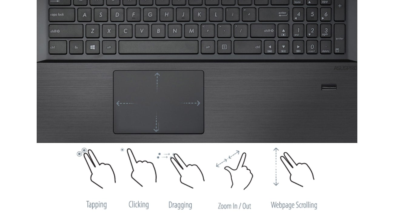 ASUS P2540UA klawiatura,panel dotykowy multi-touch