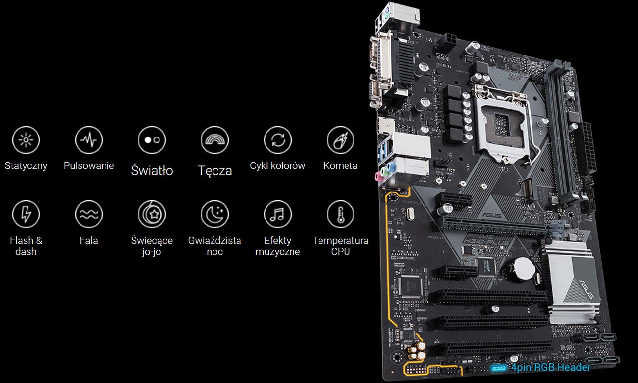 ASUS Prime H310-PLUS Podświetlenie ASUS Aura Sync
