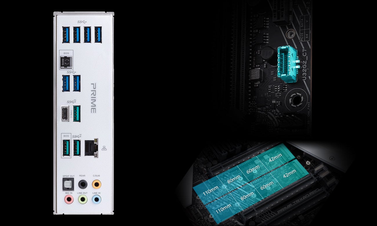 ASUS PRIME TRX40-PRO - Złącza M.2, USB