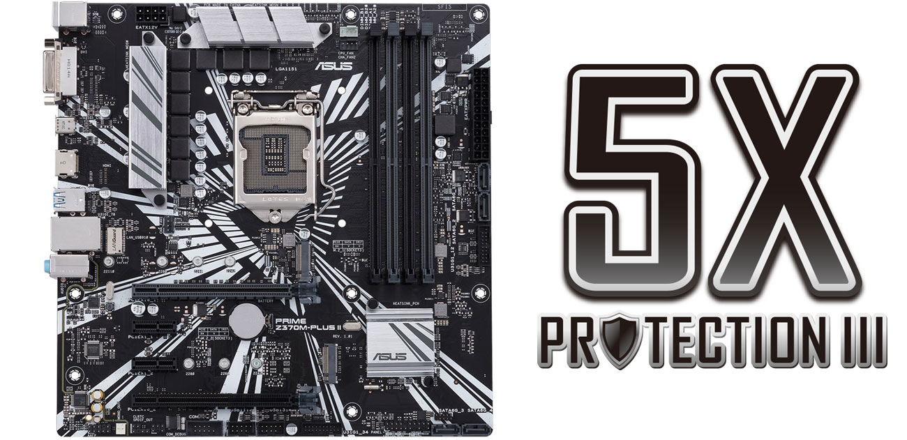 ASUS PRIME Z370M-PLUS II Ochrona 5X Protection III