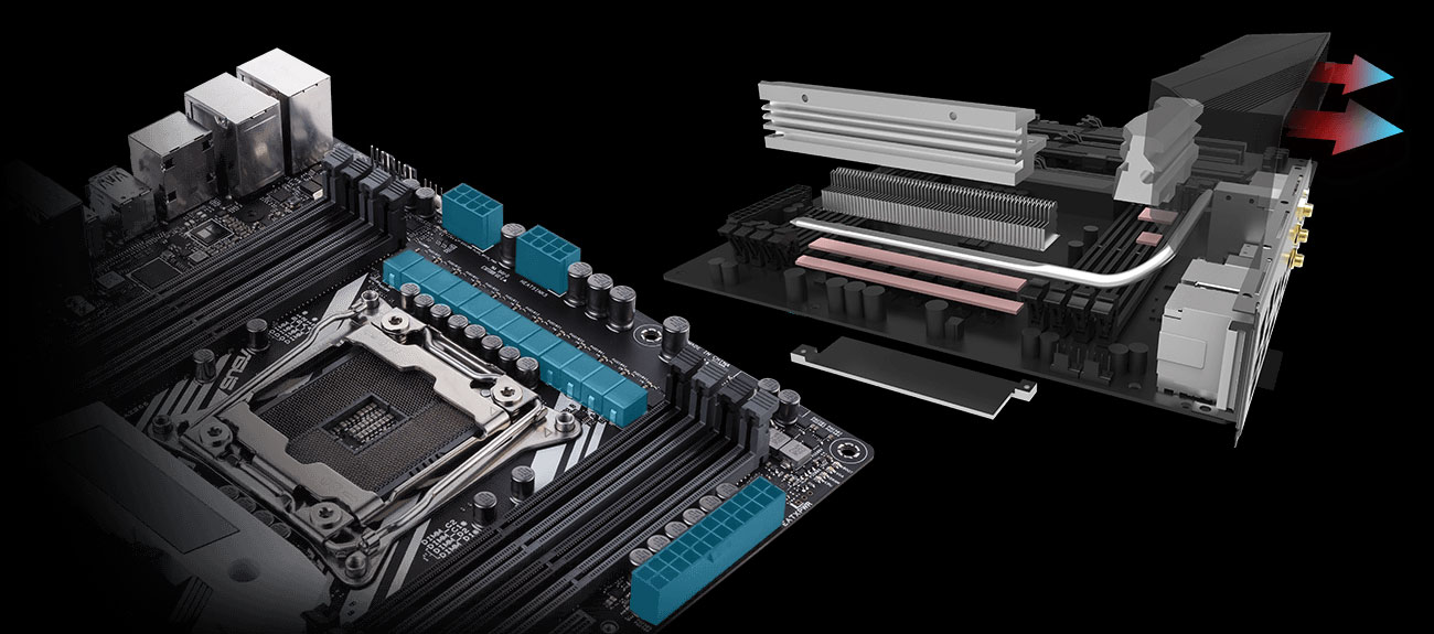 ASUS PRIME X299-DELUXE II Sekcja zasilania, chłodzenie