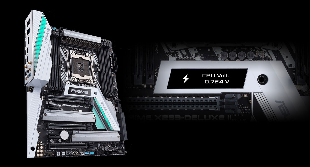 ASUS PRIME X299-DELUXE II Podświetlenie, wyświetlacz OLED