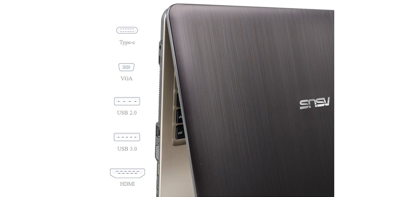 Laptop ASUS R540LA-XX345 złącze usb 3.1 type C