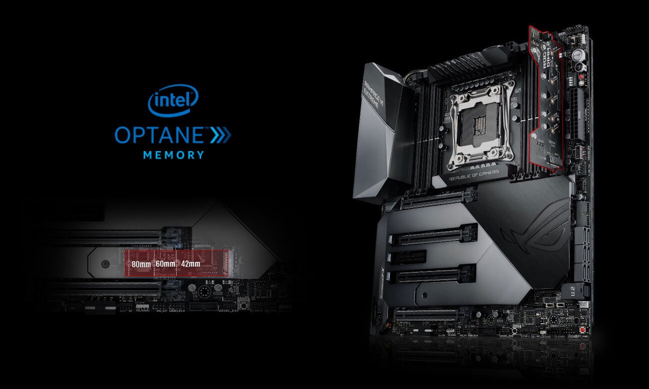 ASUS ROG RAMPAGE VI EXTREME Łączność M.2 U.2 Intel Optane USB 3.1 Gen2
