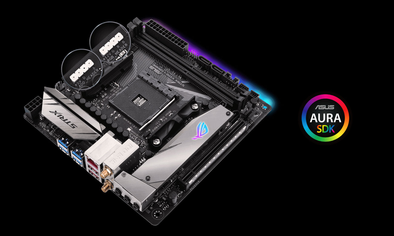 ASUS ROG STRIX X370-I GAMING Podświetlenie AURA SDK