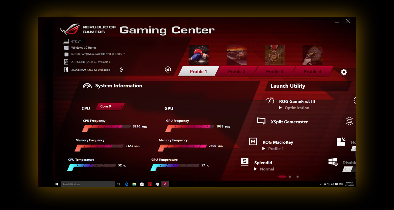 ASUS ROG G752VT Gaming center