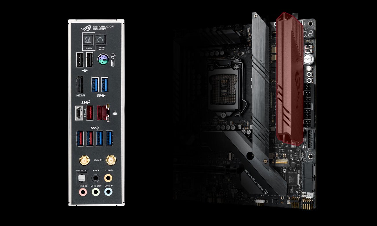 ASUS ROG MAXIMUS XI GENE Złącza M.2 i USB