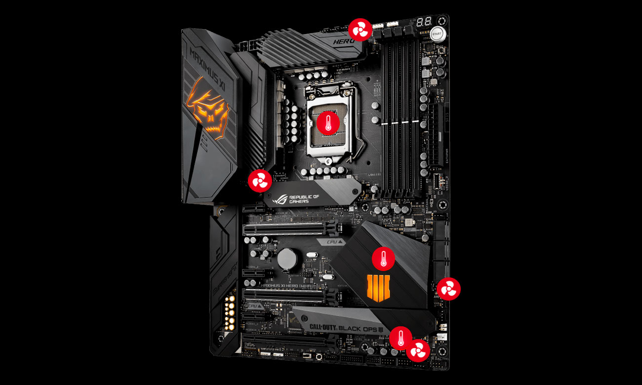ASUS ROG MAXIMUS XI HERO (WI-FI CE) Black Ops 4 Edition Opcje chłodzenia