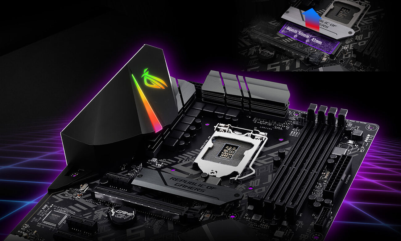 ASUS ROG STRIX B360-F GAMING Doświadcz doskonałej wydajności, Dwa gniazda M.2 PCIe 3.0