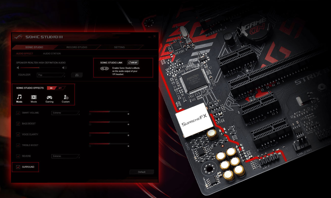 ASUS ROG STRIX B360-H GAMING Technologia dźwiękowa SupremeFX